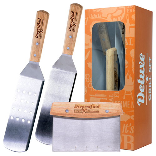 Deluxe Laser Engraved Grilling Scraper & Flippers Set